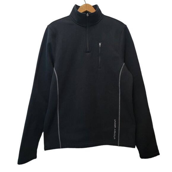 Under Armour 1/4 Zip Pullover‎ Loose Fit Jacket Black Womens Size Small EUC - Picture 1 of 7